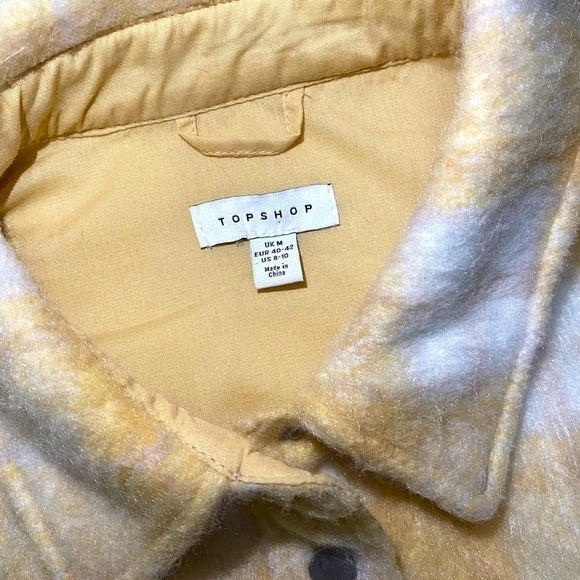 TOPSHOP Wool Overshirt Shacket In Yellow Plaid - Size 8-10 - Picture 7 of 13